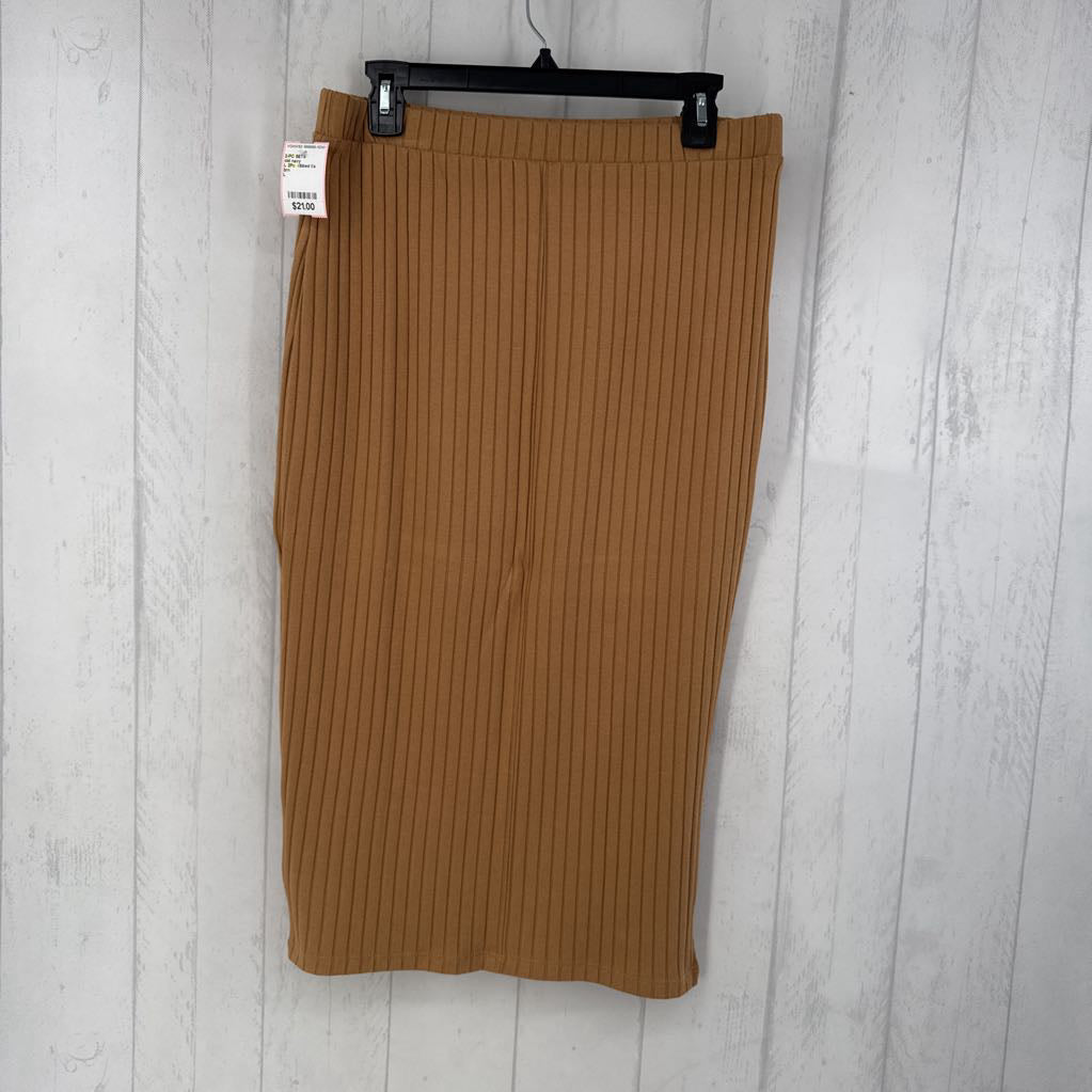 L 2Pc ribbed l/s top & skirt set