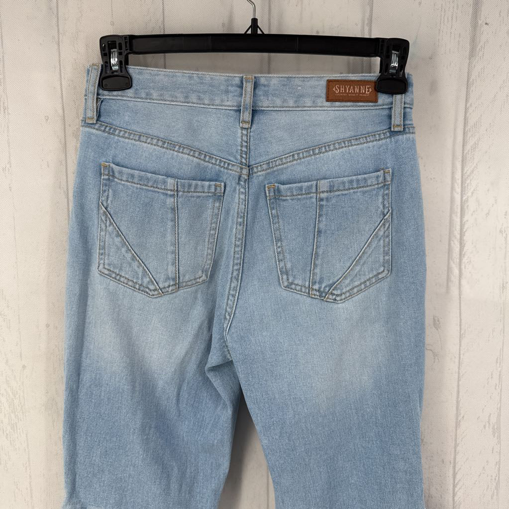 29x34 mixed denim flare leg jean