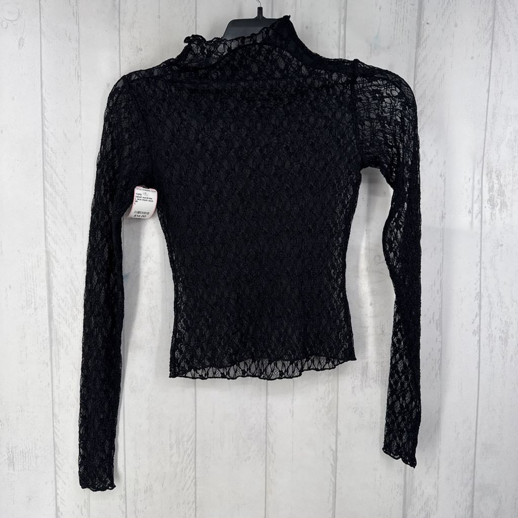 L lace mock neck l/s top