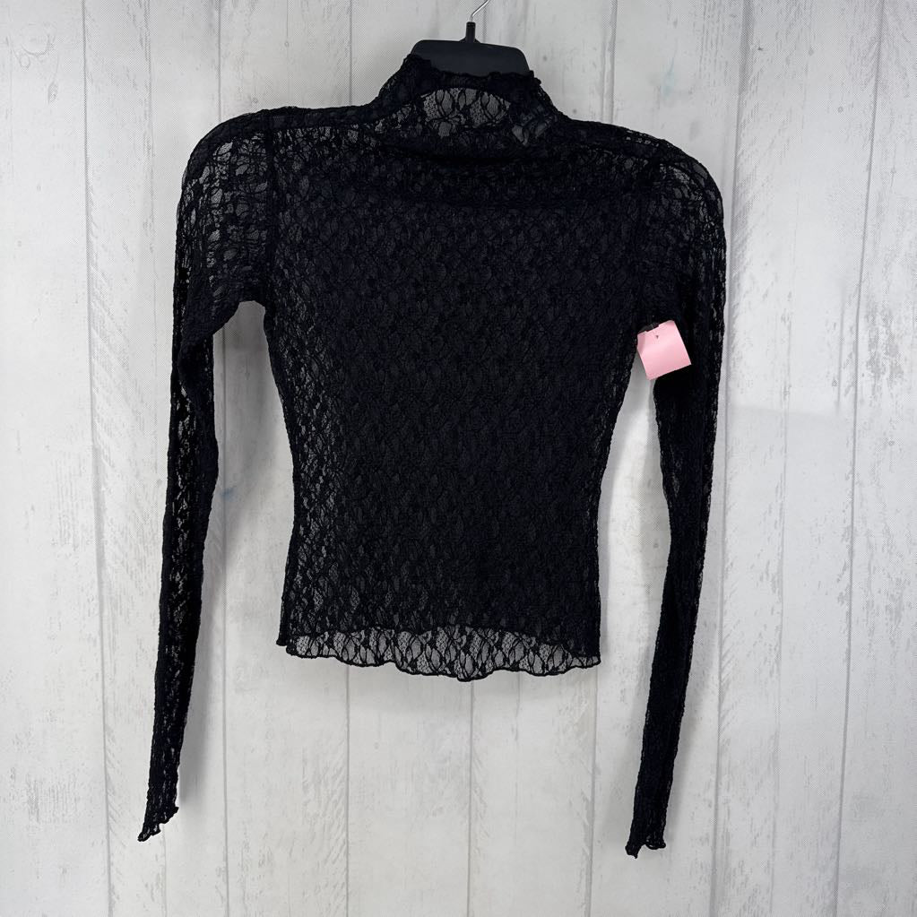 L lace mock neck l/s top