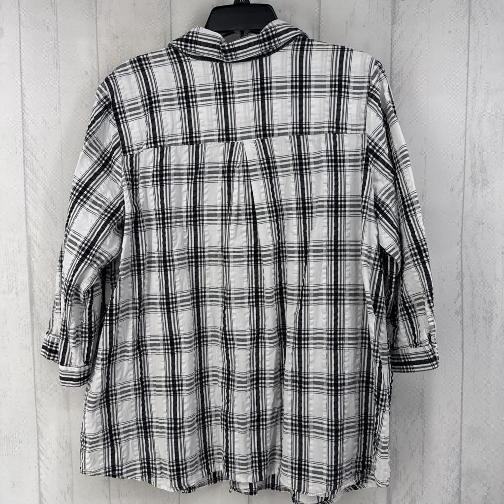 XL 3/4 slv plaid button shirt