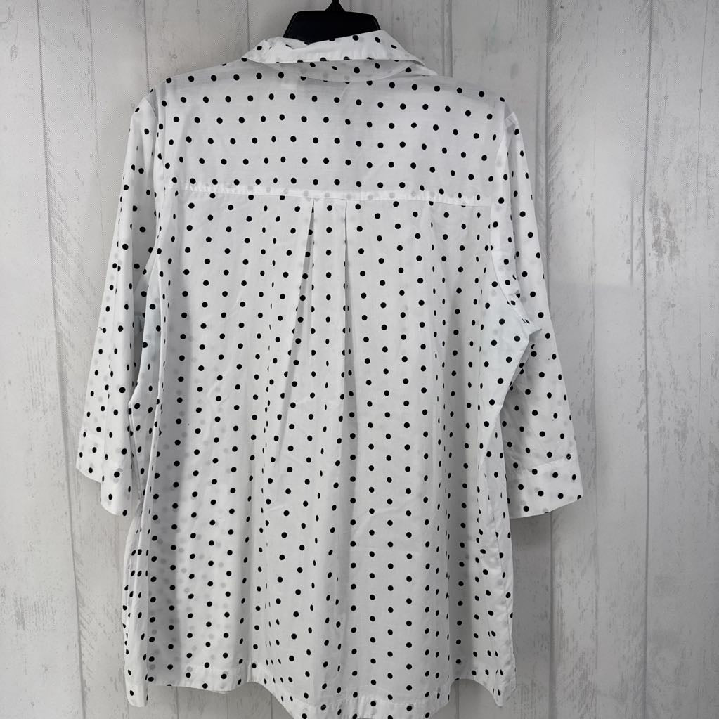 XL 3/4 slv polka dot button shirt