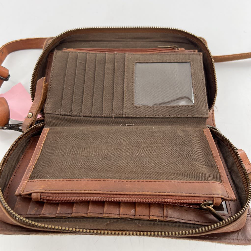 cowhide zip wallet/crossbody