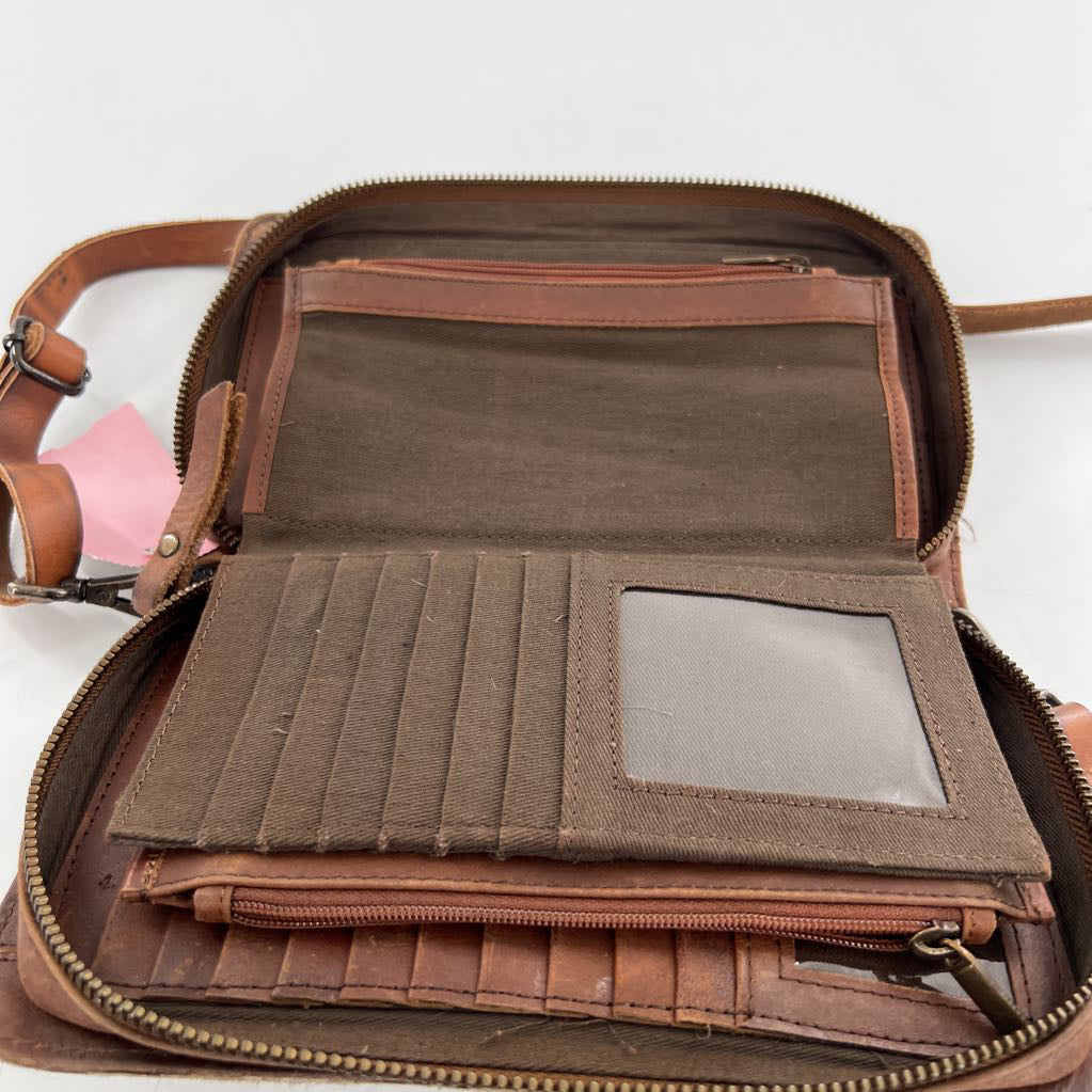 cowhide zip wallet/crossbody