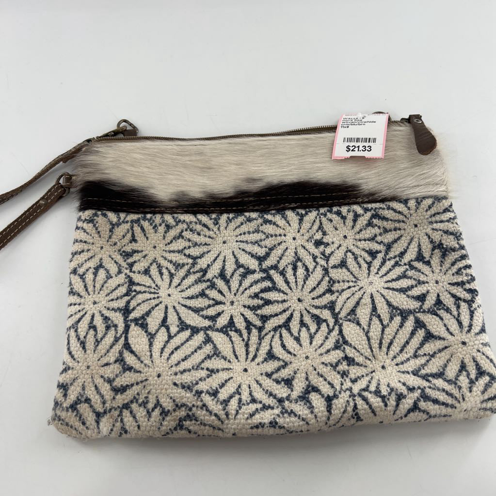 woven/cowhide wristlet