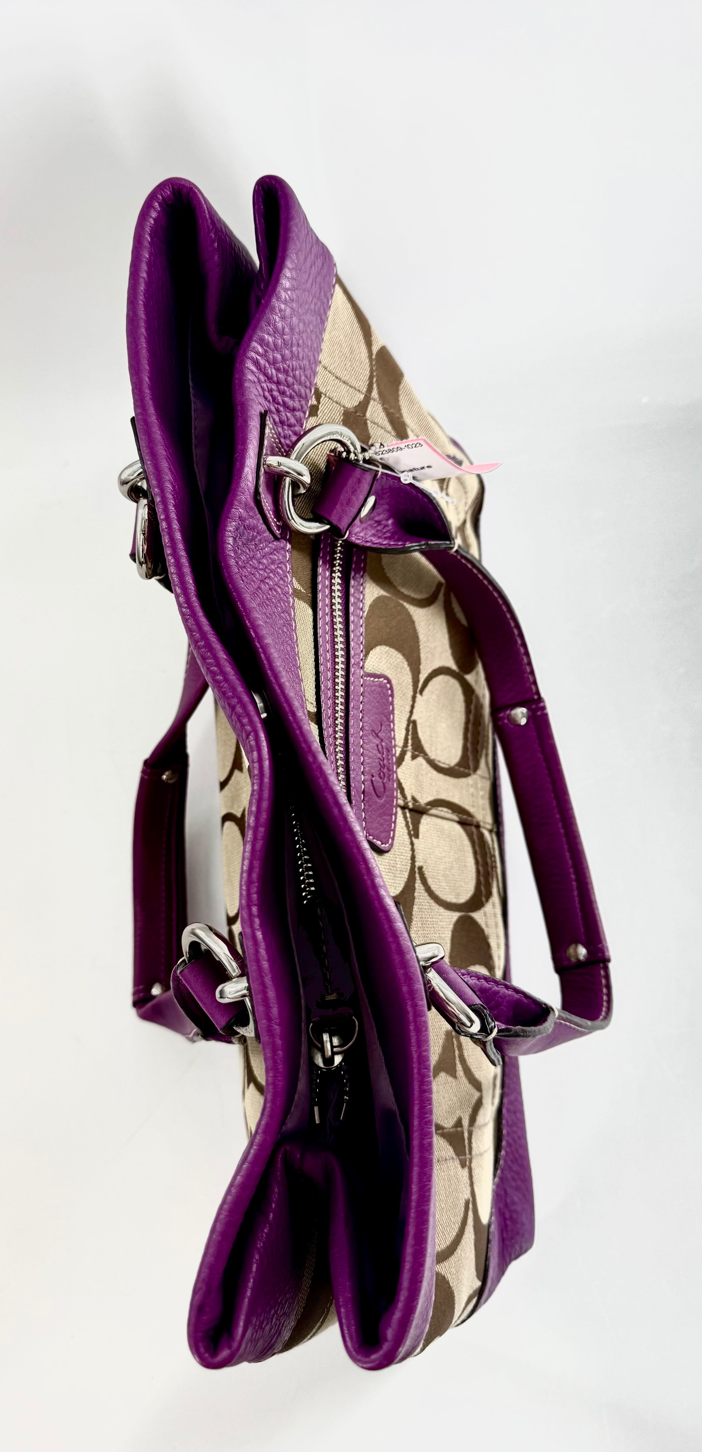 canvas signature leather trim satchel