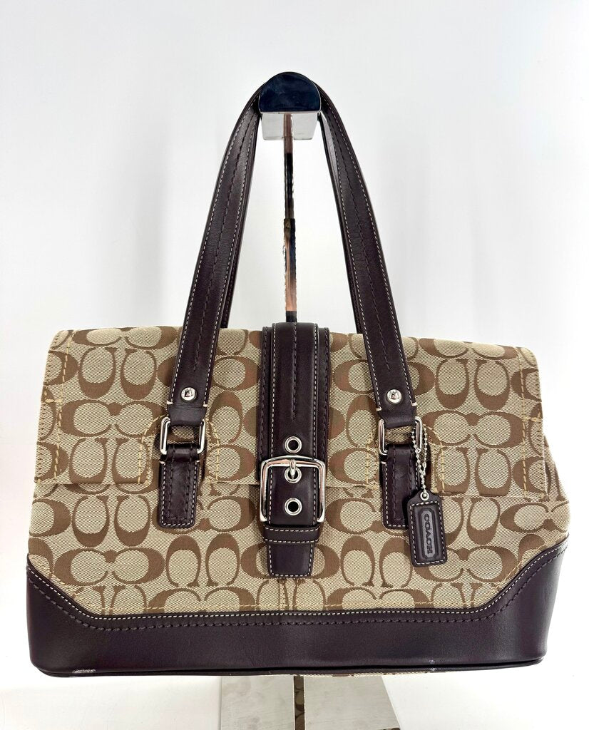 vintage canvas signature flap shoulder bag