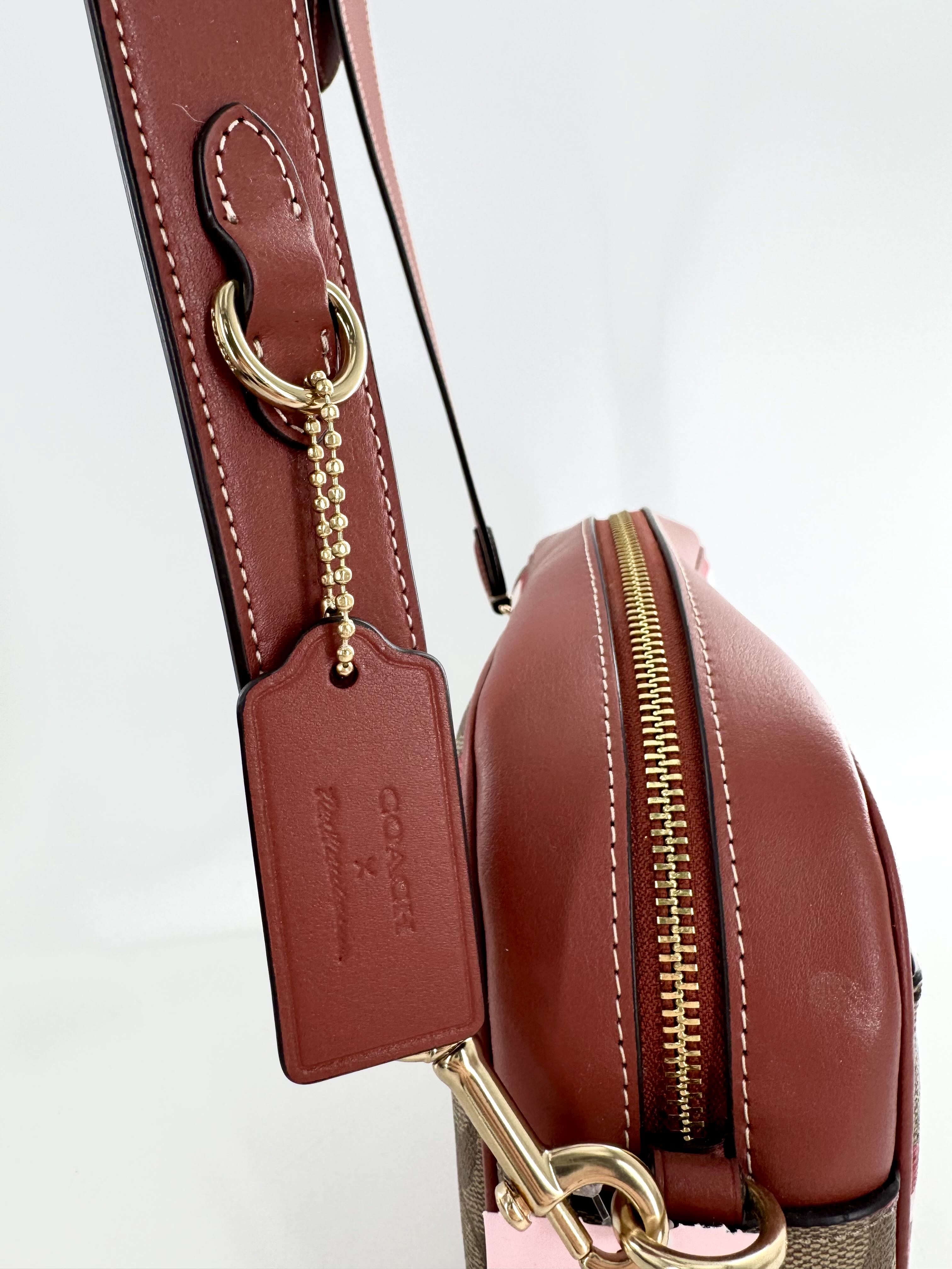 signature logo lips print camera bag