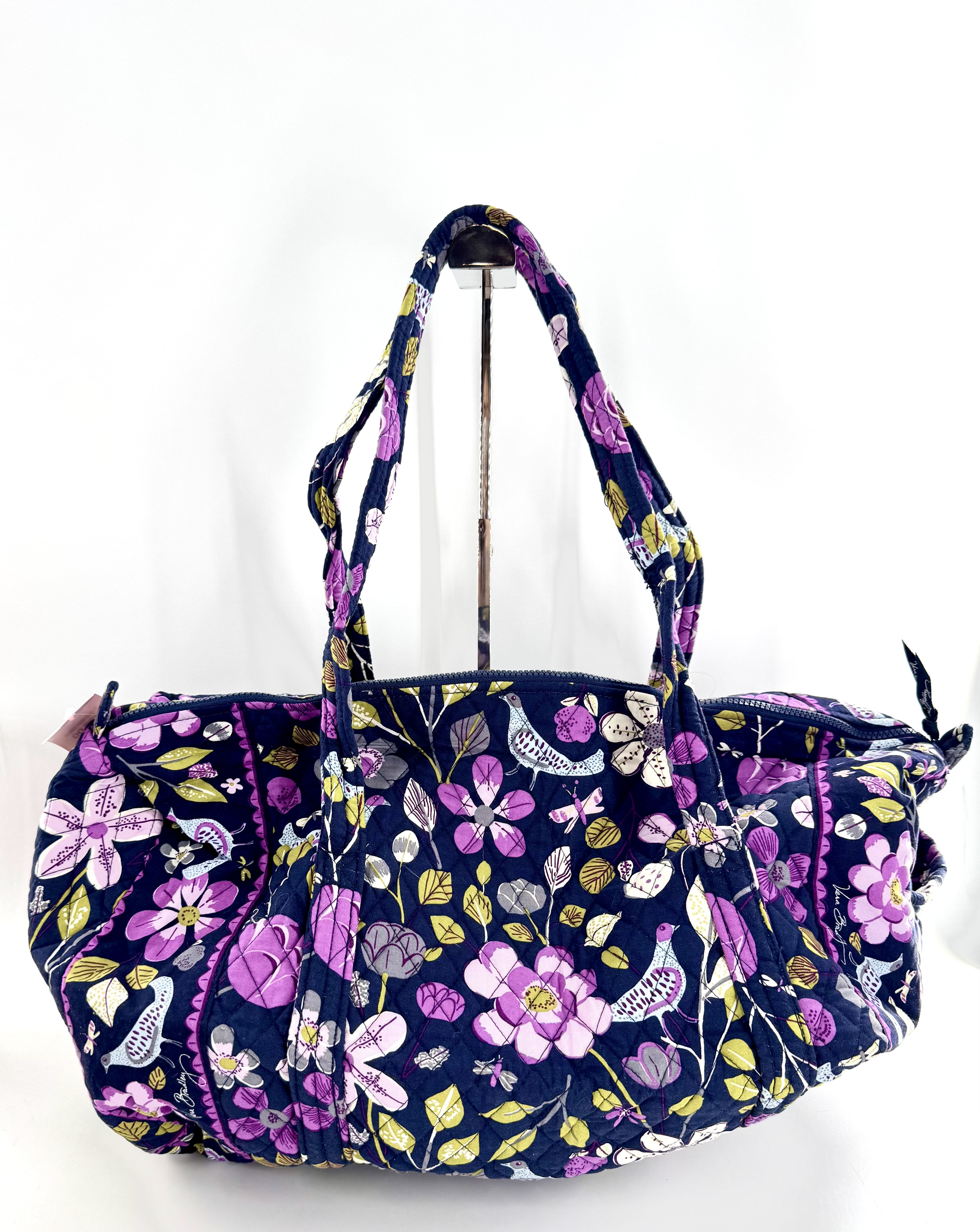 quilted flo print overnight bag