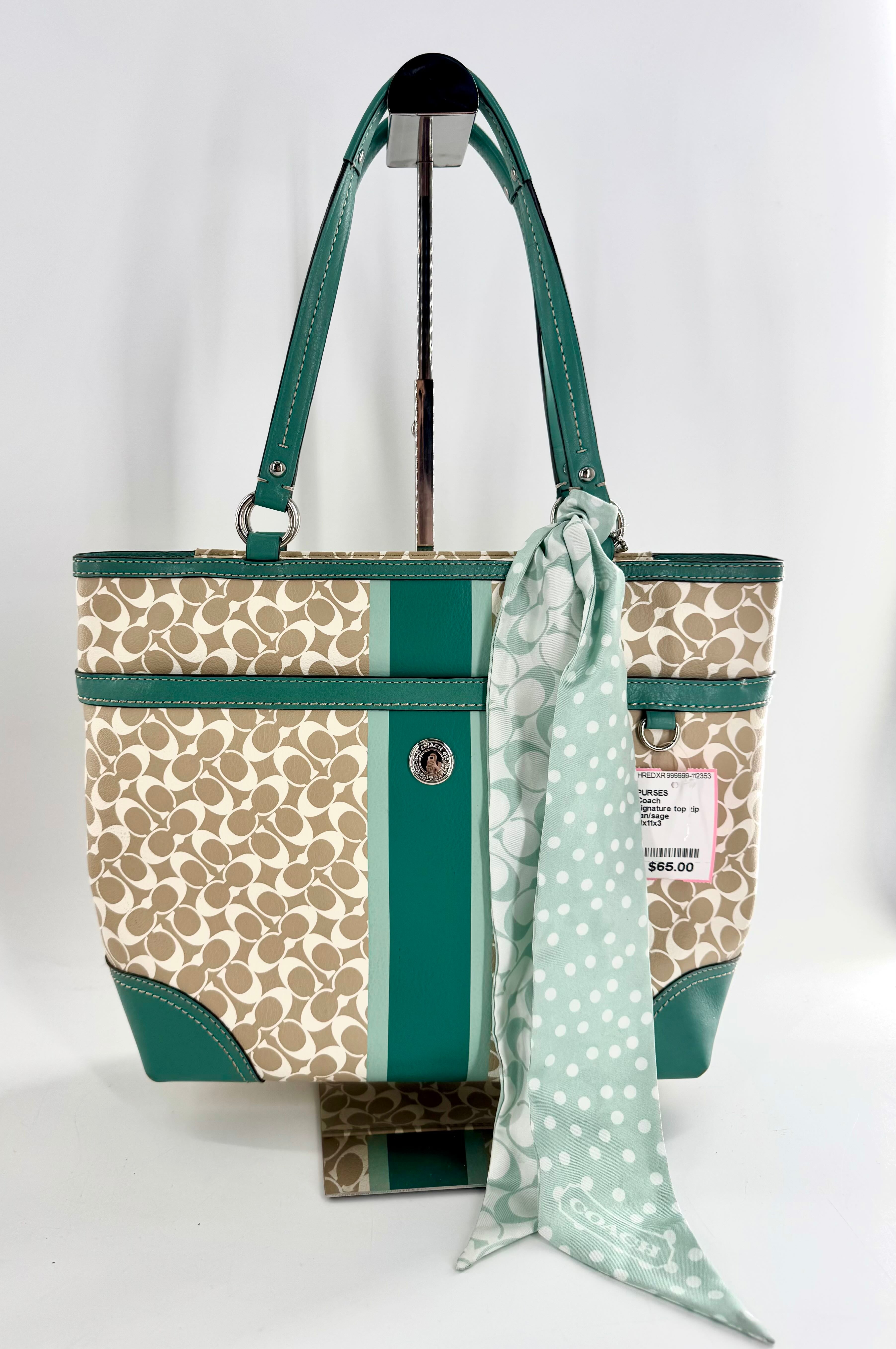 signature top zip tote w/ twilly scarf
