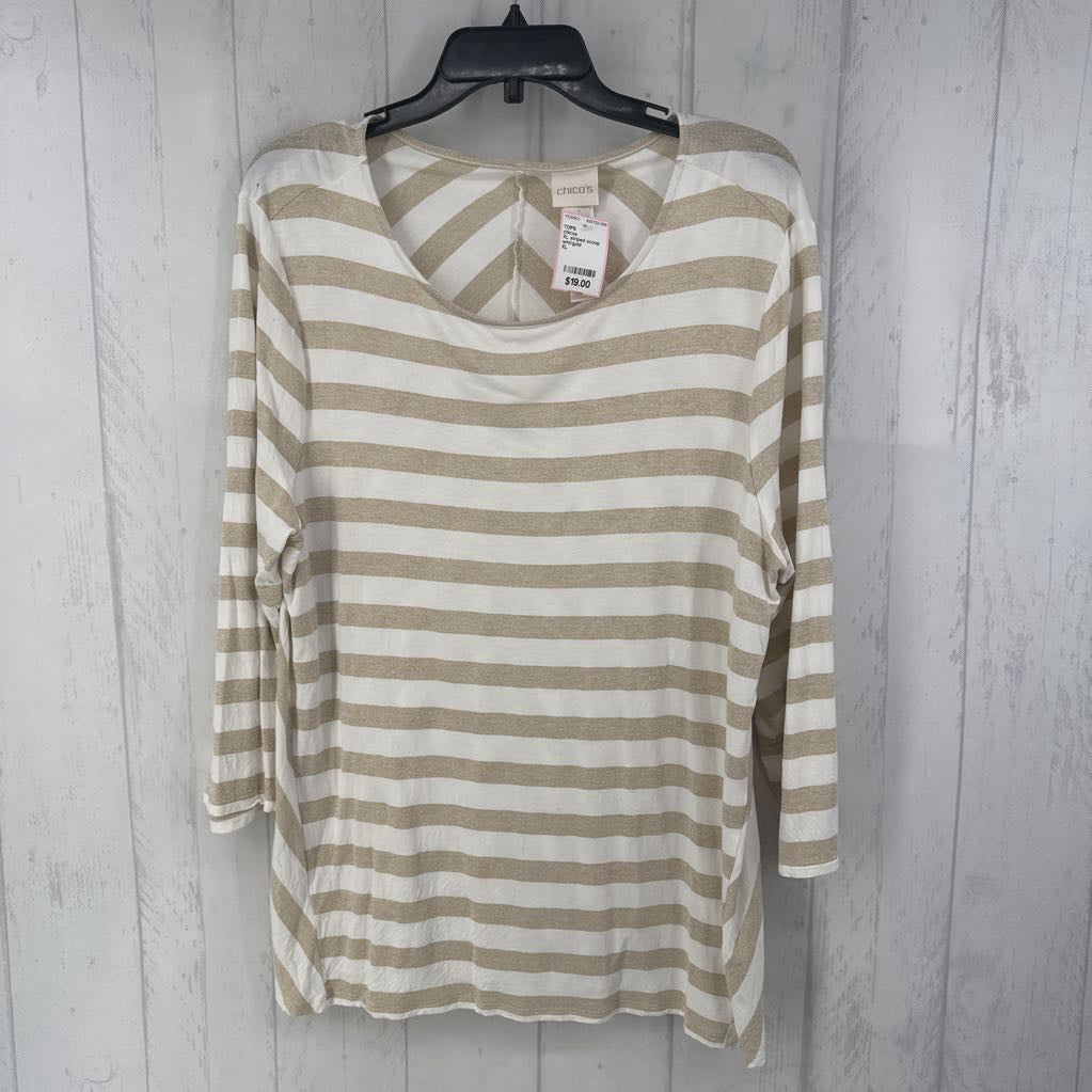 XL striped scoop neck 3/4 slv tunic