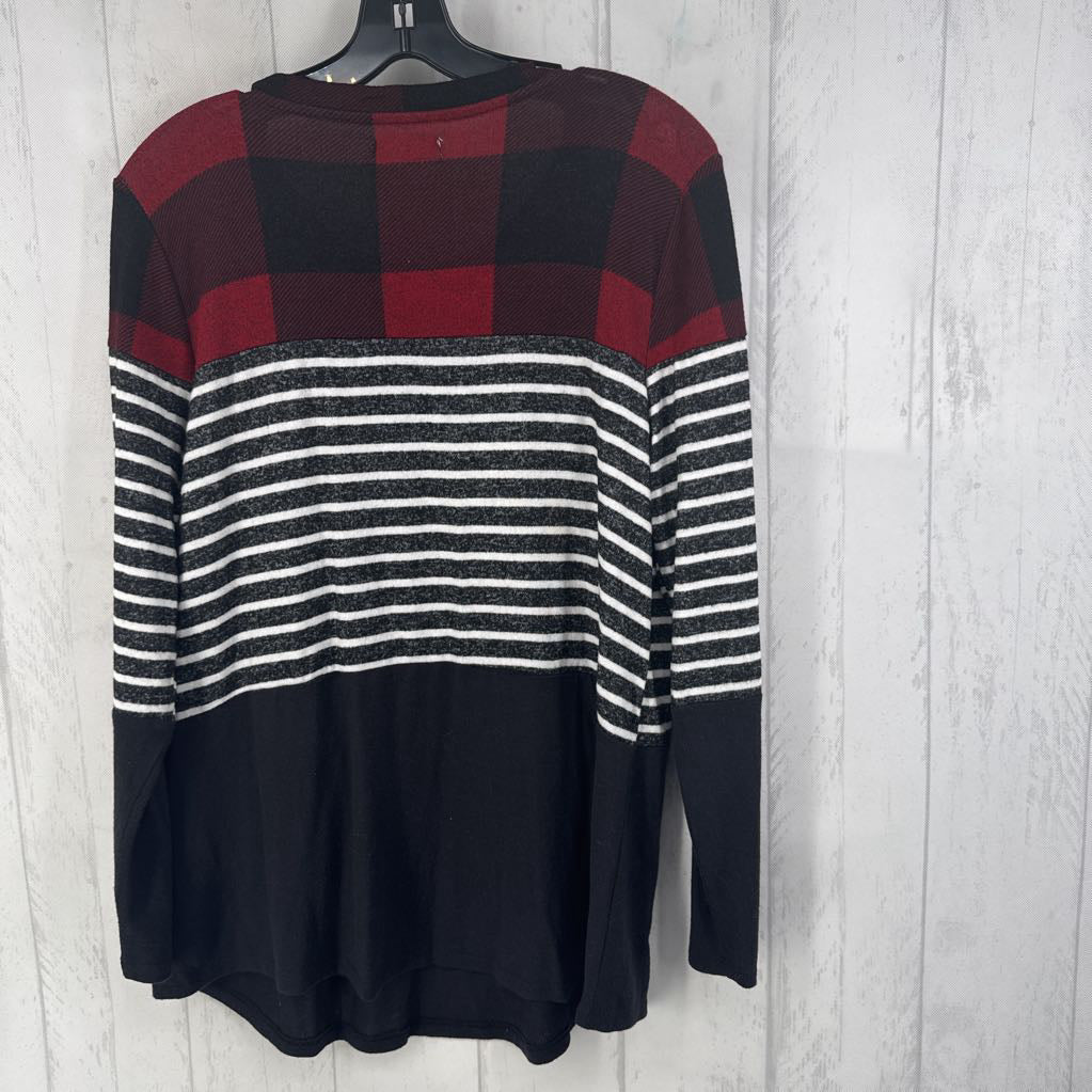 R30 OX plaid & striped l/s top