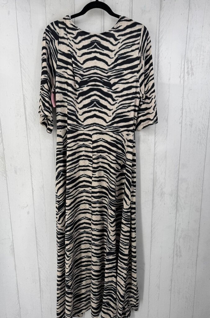 1X animal print crossover elbow slv dress