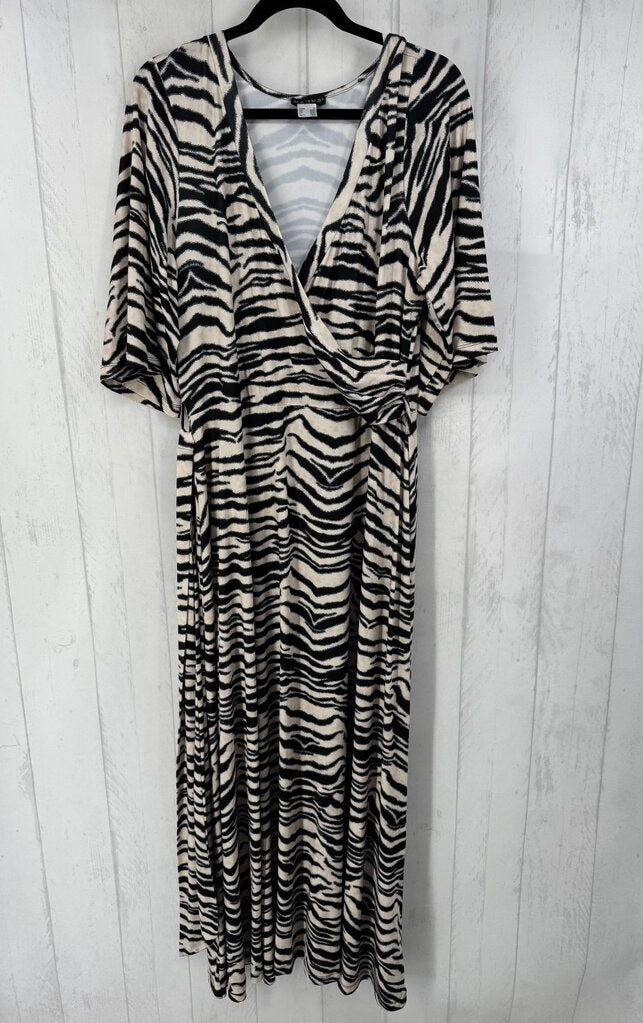 1X animal print crossover elbow slv dress