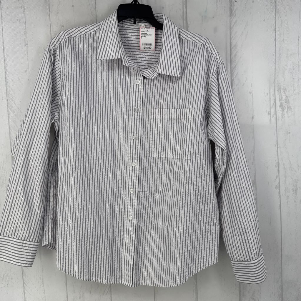 S striped button down l/s top