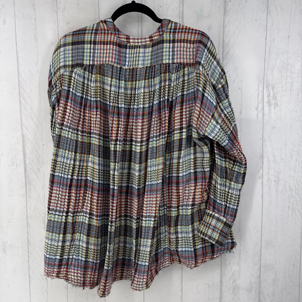 XS plaid button down l/s top