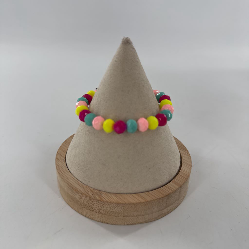 colorful round beaded stretch bracelt