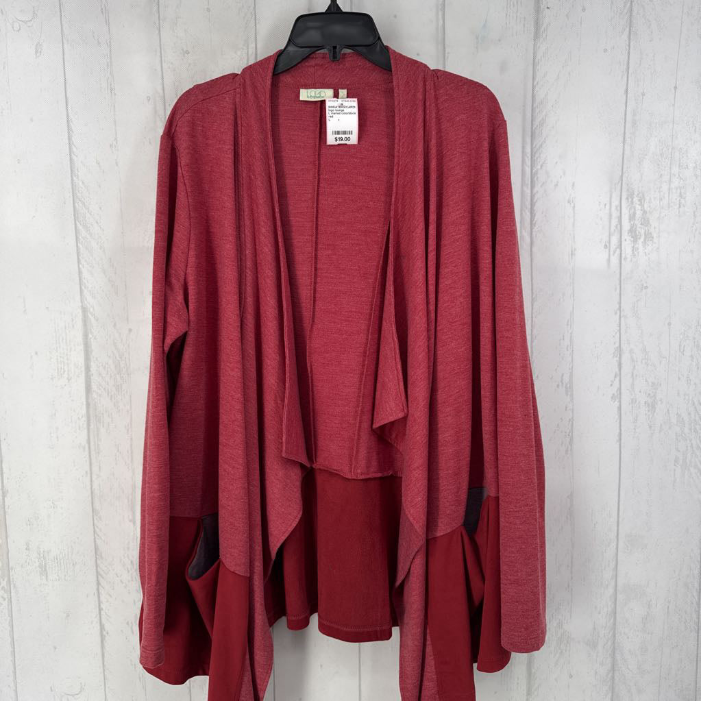 L marled colorblock flowy front cardi