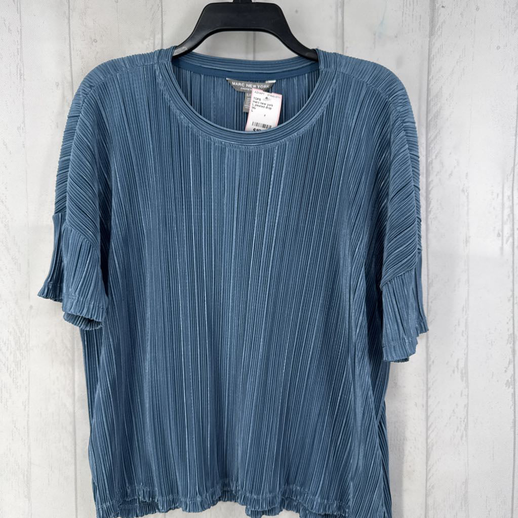L pleated drop shoulder s/s top