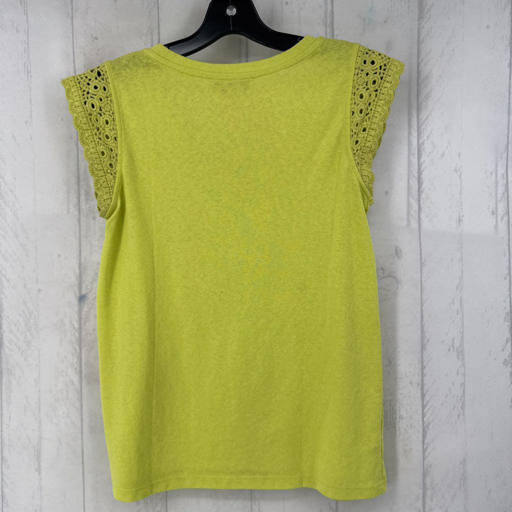 S scoop neck crochet slv top