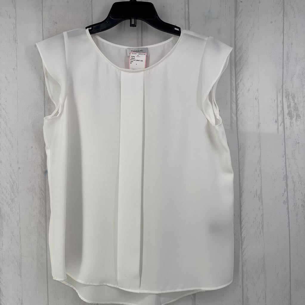 M front pleat cap slv top