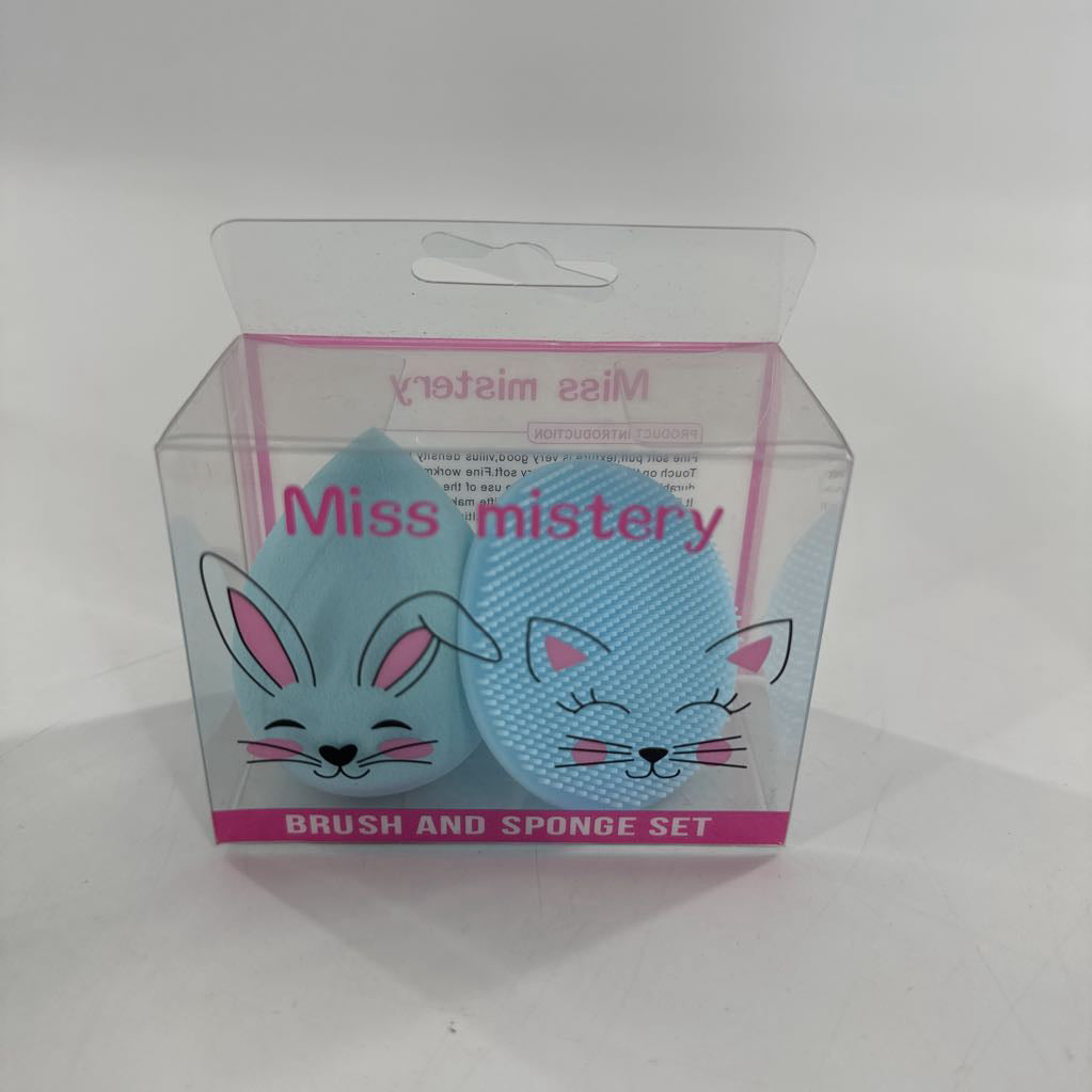 2pc brush & sponge set-blu