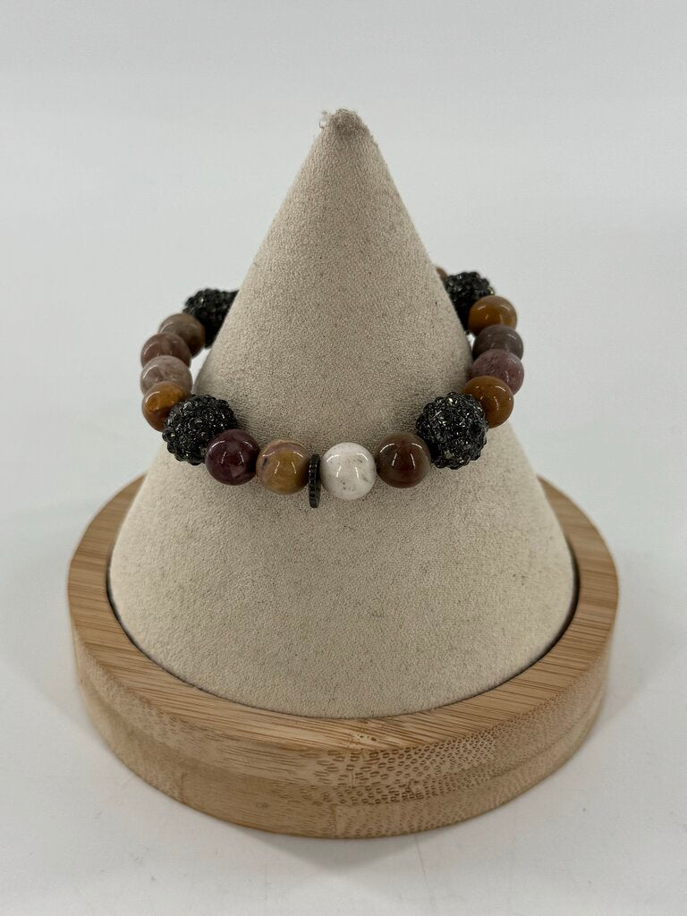 rhinestone beaded stretch bracelet-earth tones