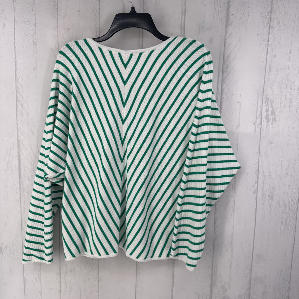XL ribbed chevron striped dolman slv top