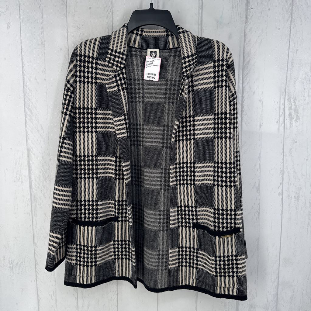 M buffalo plaid knit blazer
