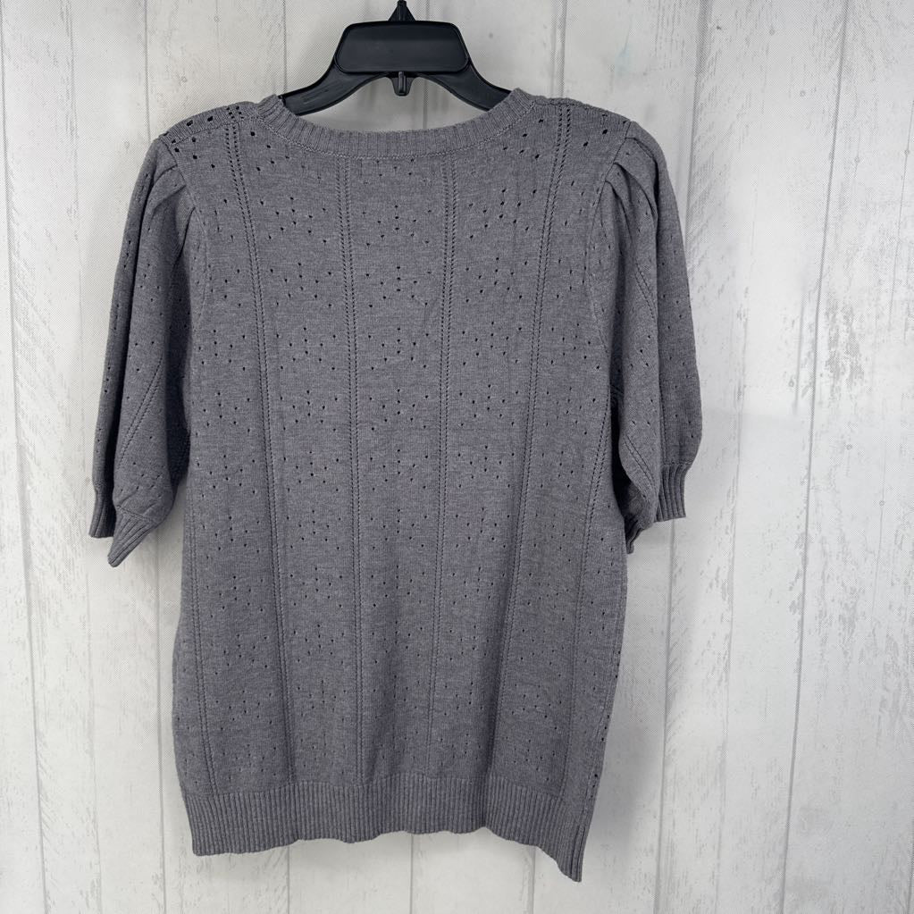 L pointelle s/s sweater