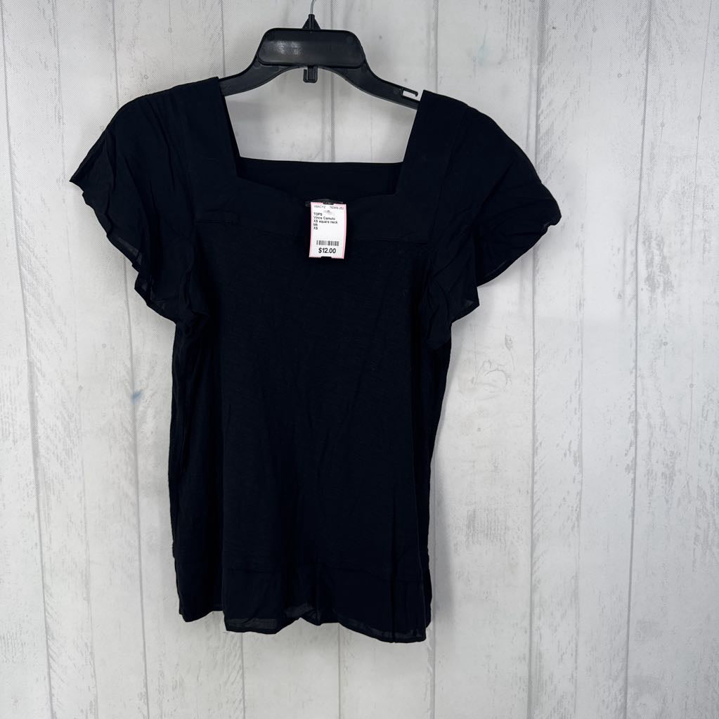 XS square neck ruffled slv top