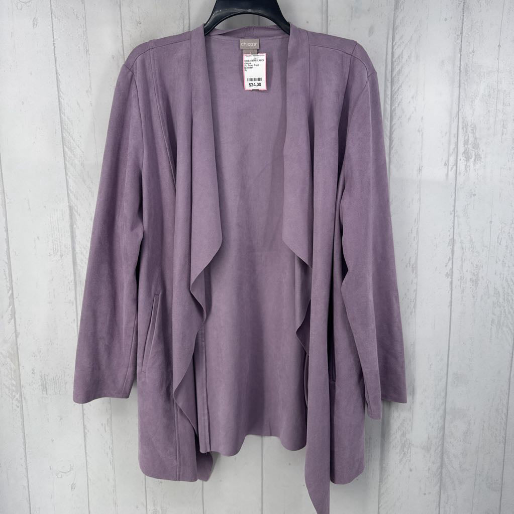 XL flowy front faux suede cardigan