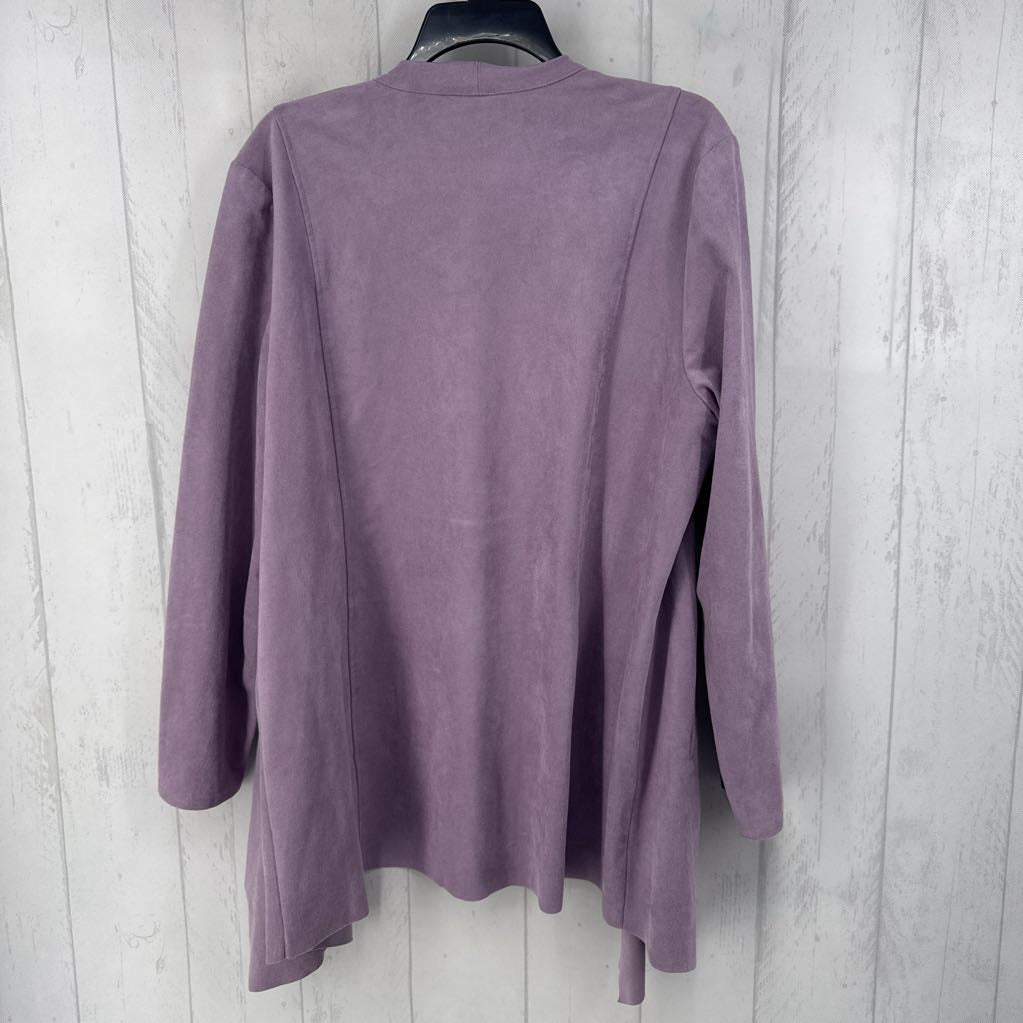 XL flowy front faux suede cardigan