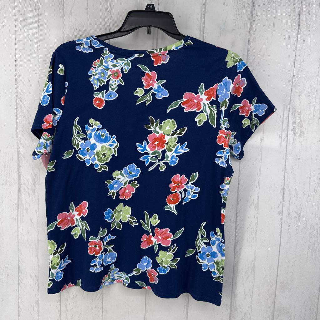 XXL flo print v-neck s/s tee