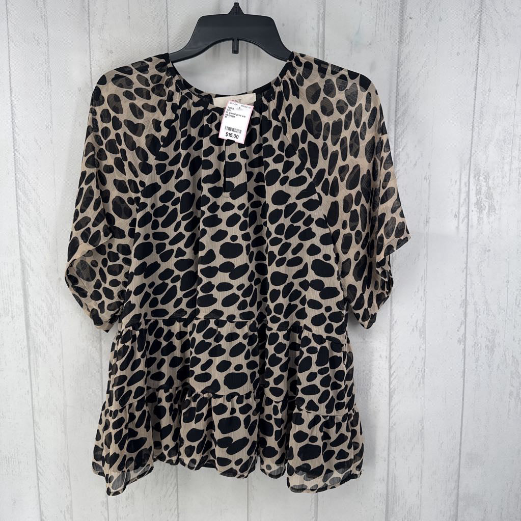 M animal print s/s peplum top