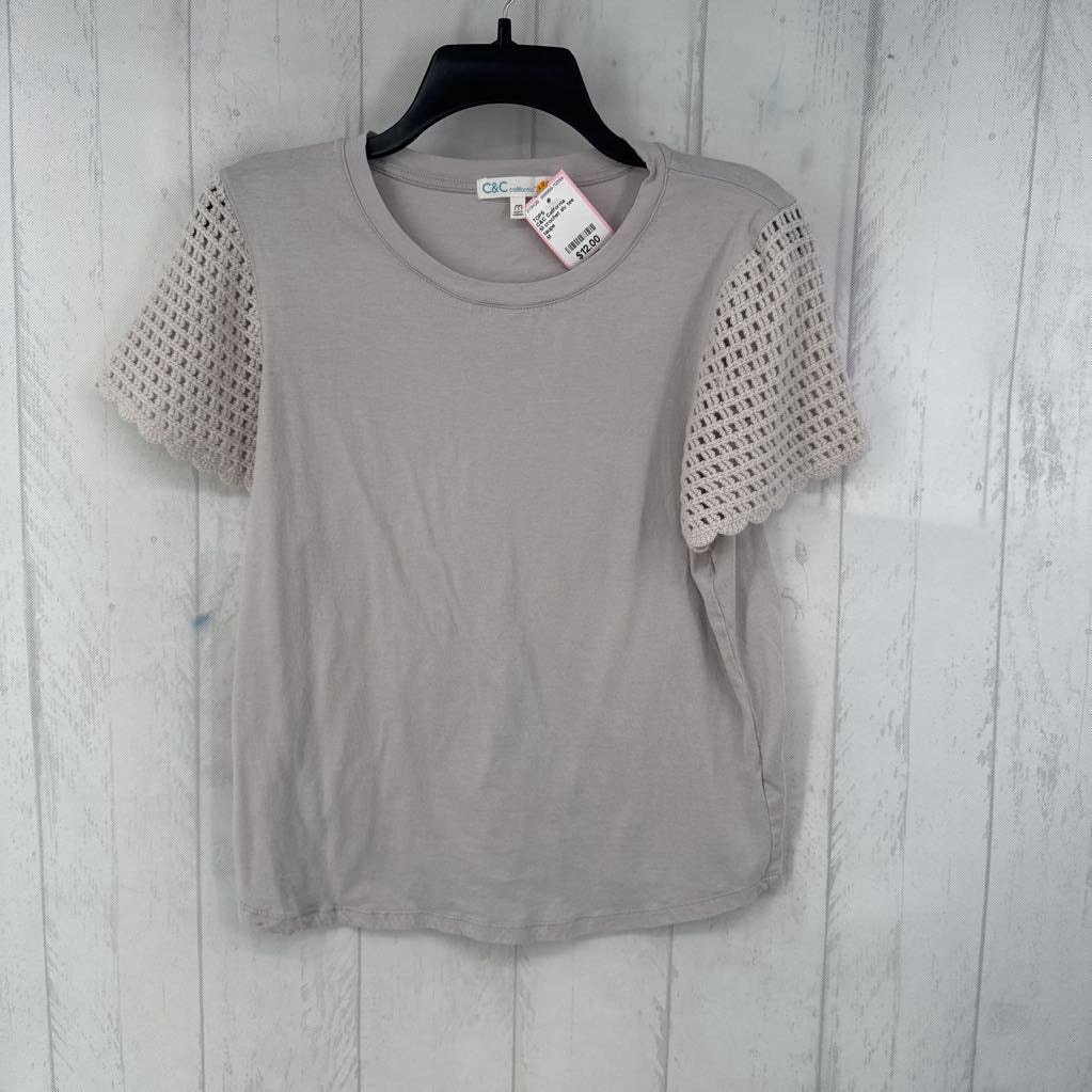 M crochet slv tee