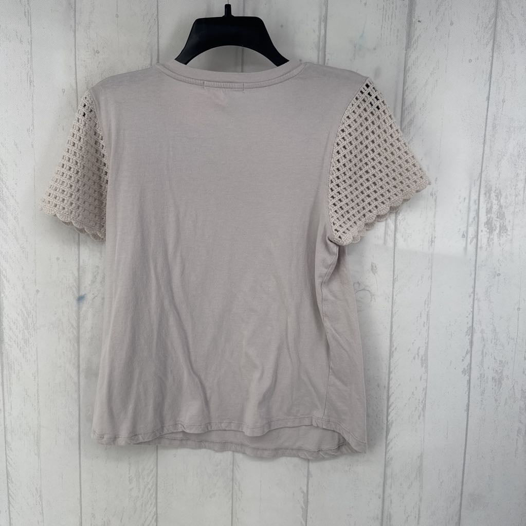 M crochet slv tee
