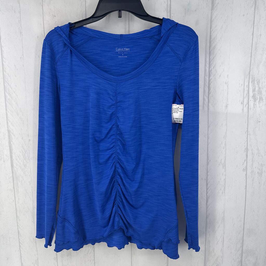 S marled v-neck hooded l/s pullover