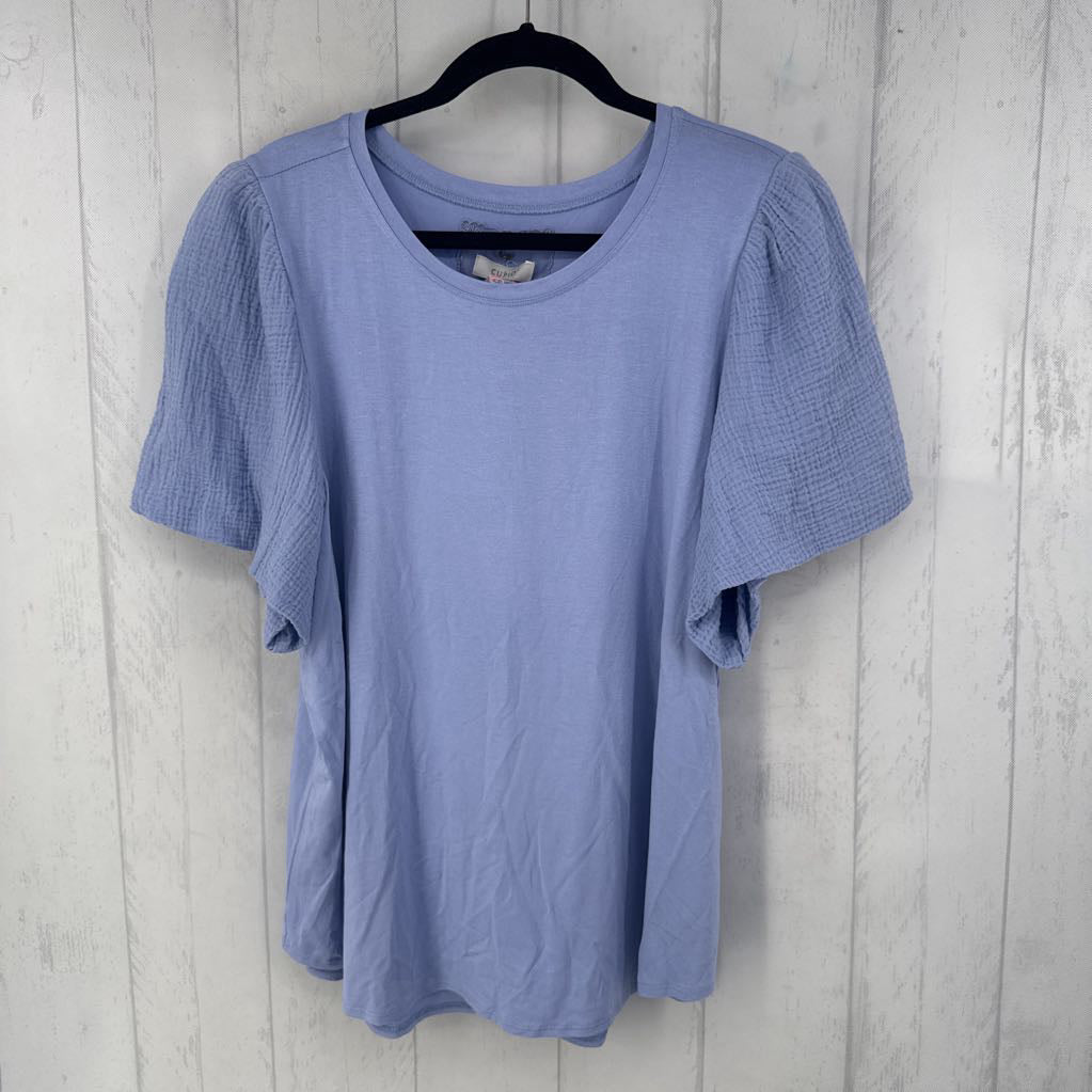 2x s/s hi-low scoop neck top