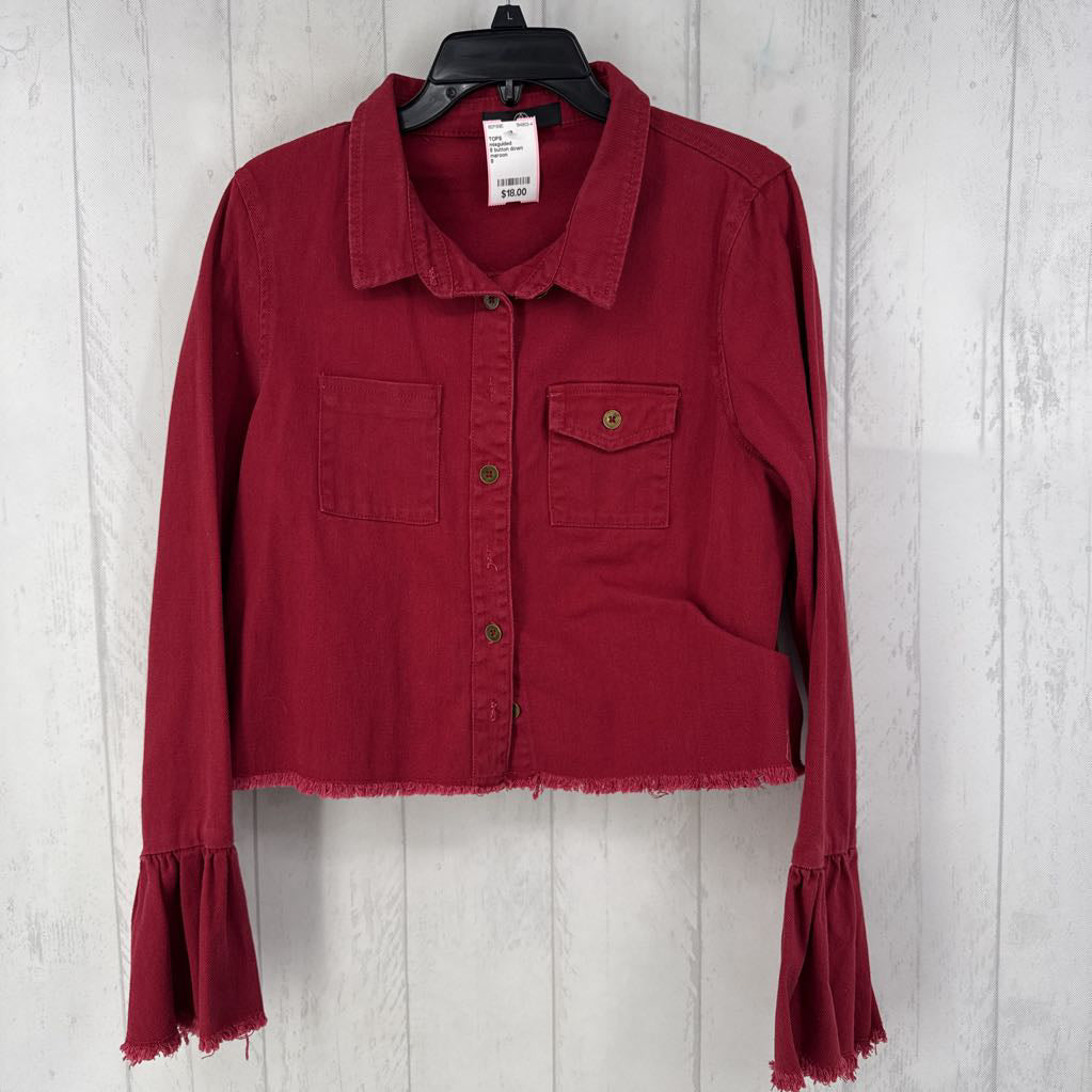 8 button down flare slv denim top