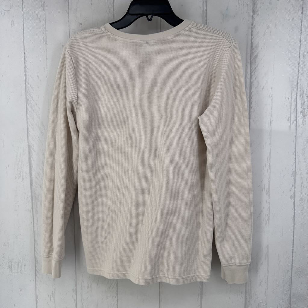 L waffle knit quarter button l/s top