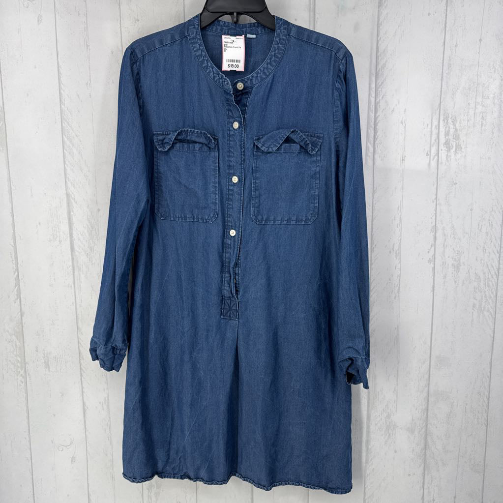 M button front l/s denim dress