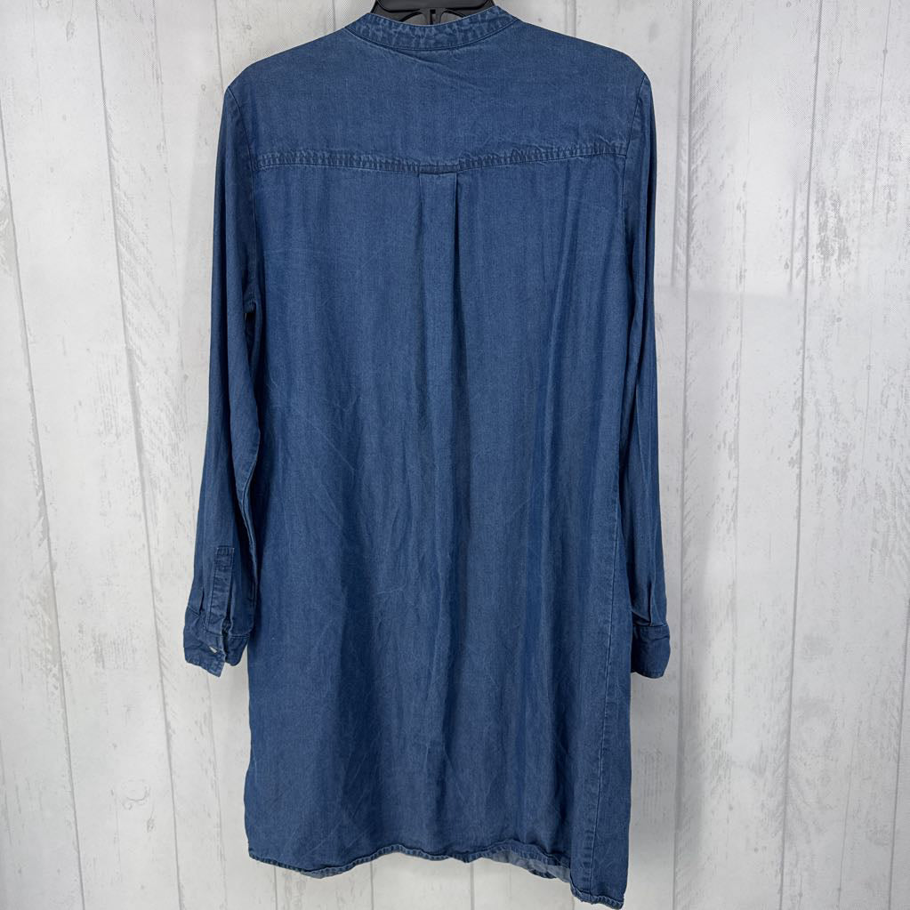 M button front l/s denim dress