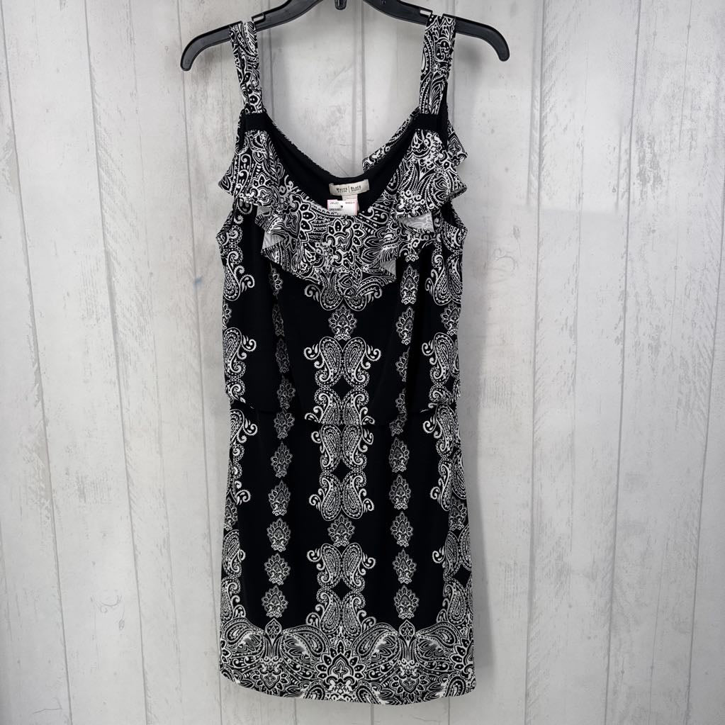 M paisley print ruffled slvls dress