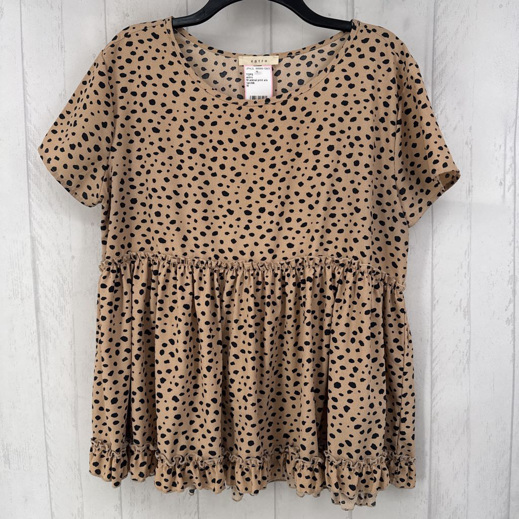 M animal print s/s peplum top