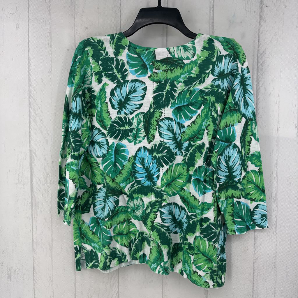 R99 Lp leaf print 3/4 slv top