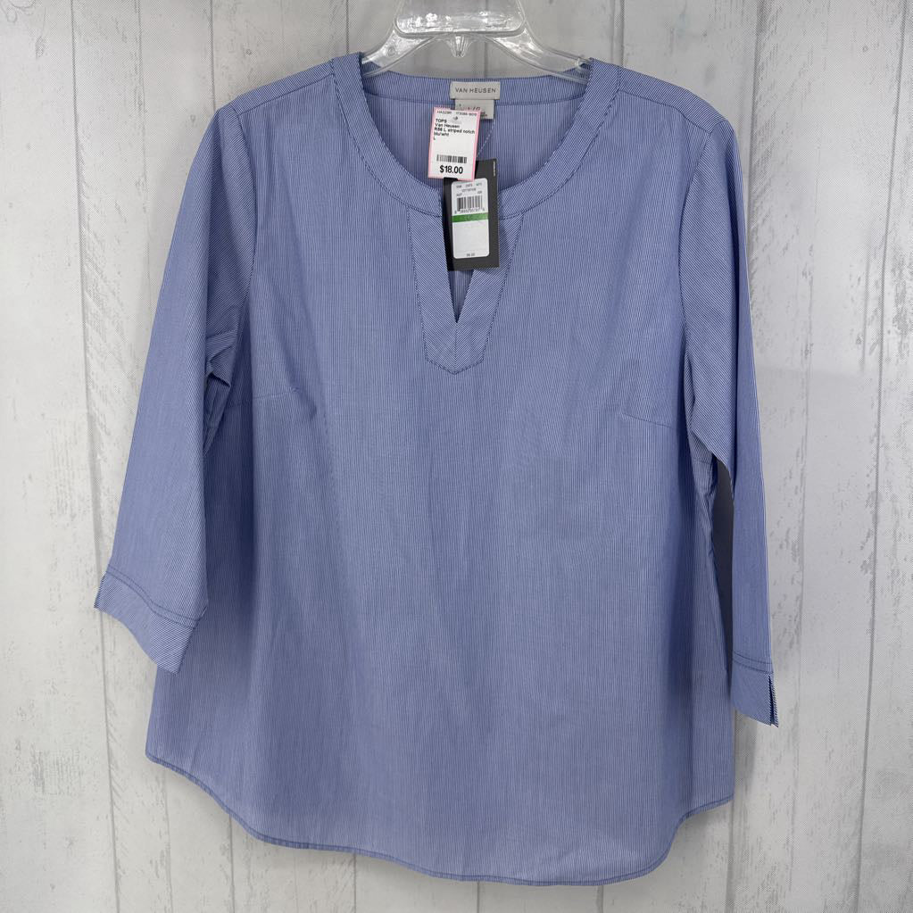 R56 L striped notch neck 3/4 slv top