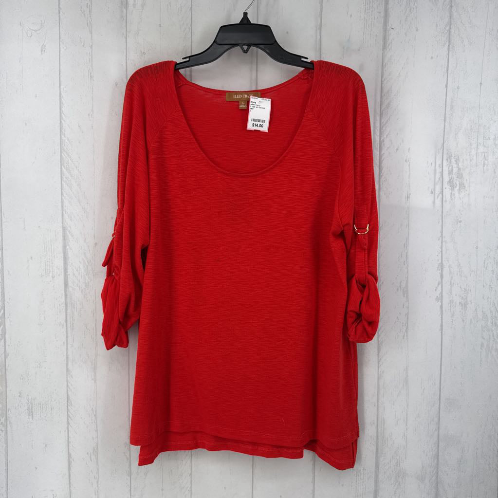 L tab slv scoop neck top