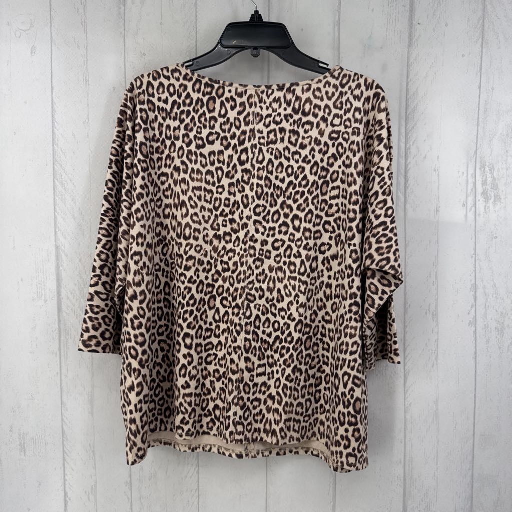L 3/4 slv animal print top