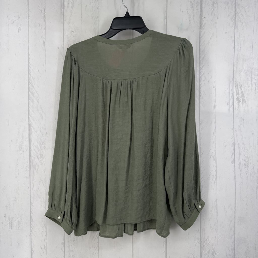 L l/s smocked button shirt